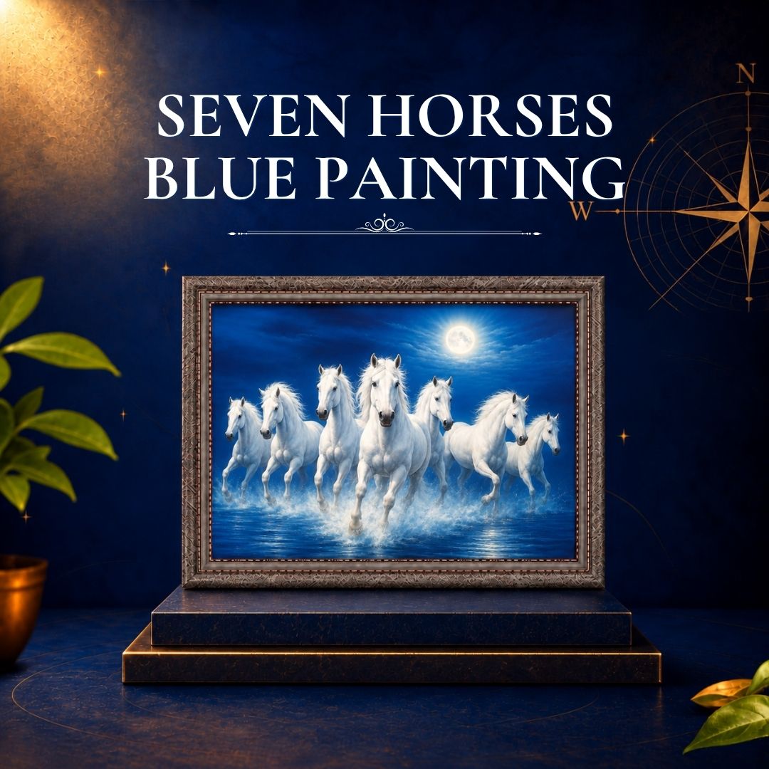 Seven Horses Blue Painting