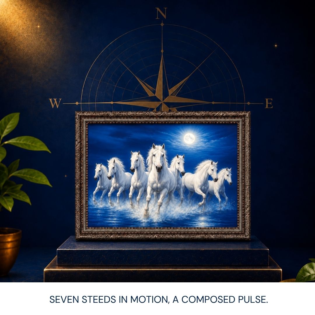 Seven Horses Blue Painting