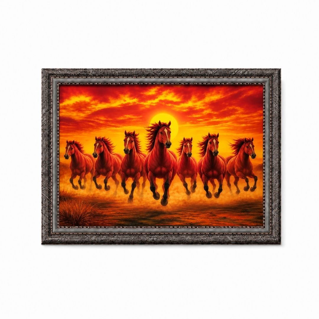 Seven Horses Red Painting