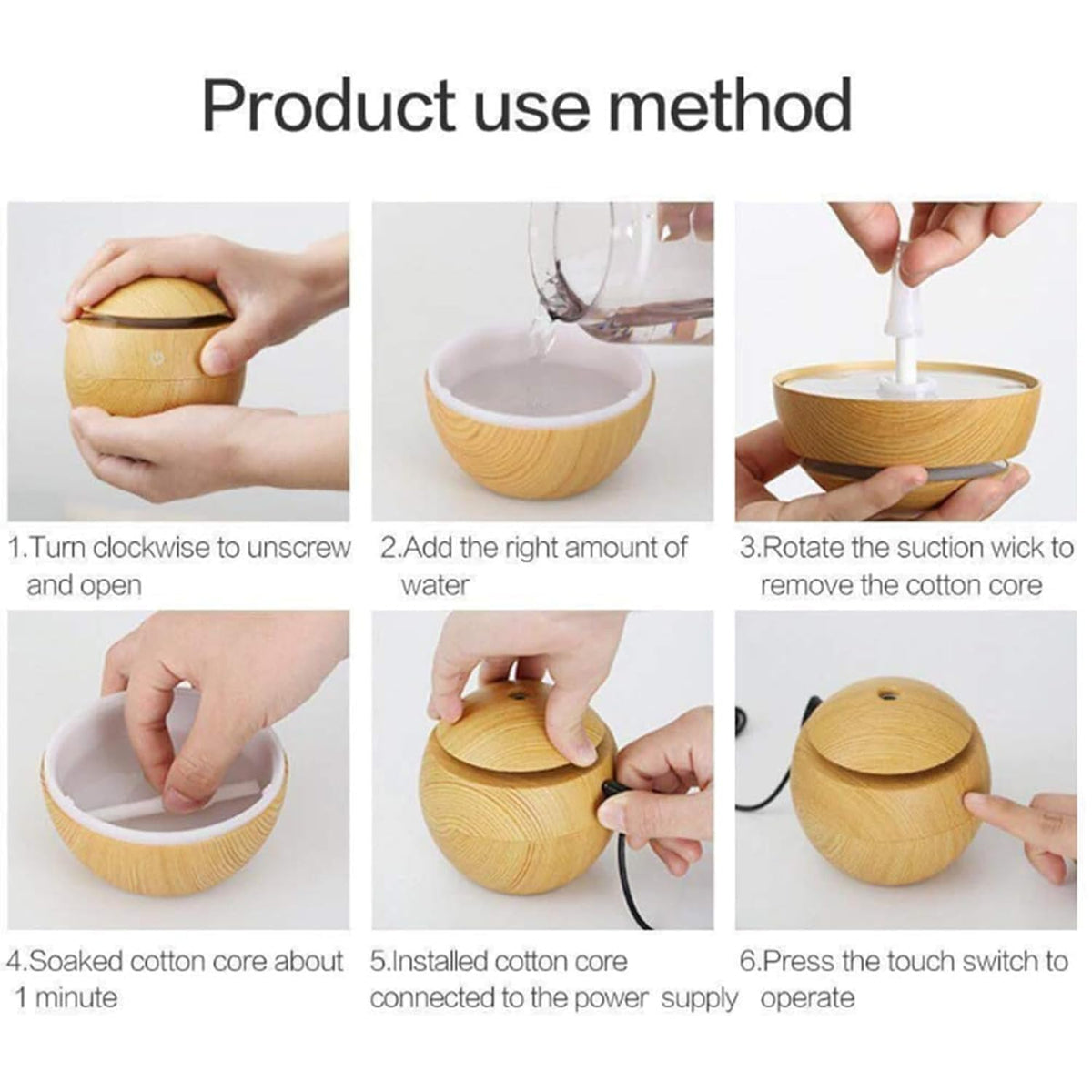 Wooden Essential Oil Diffuser & Humidifier with LED Light