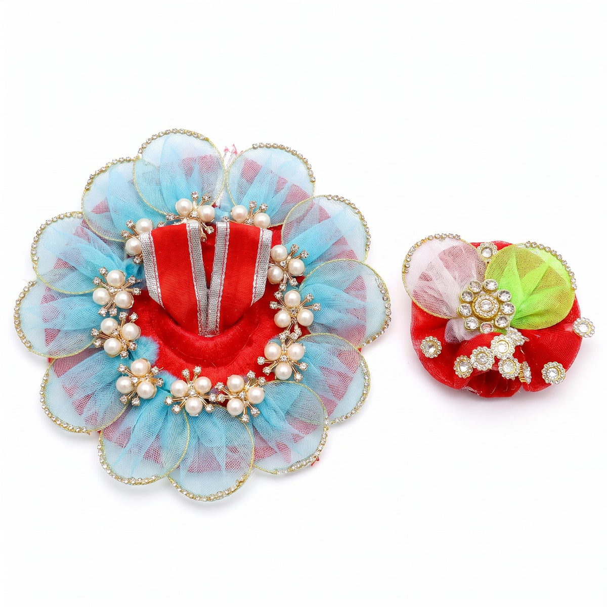 Multicolor Designer Laddu Gopal Poshak with Pearl & Stone Work