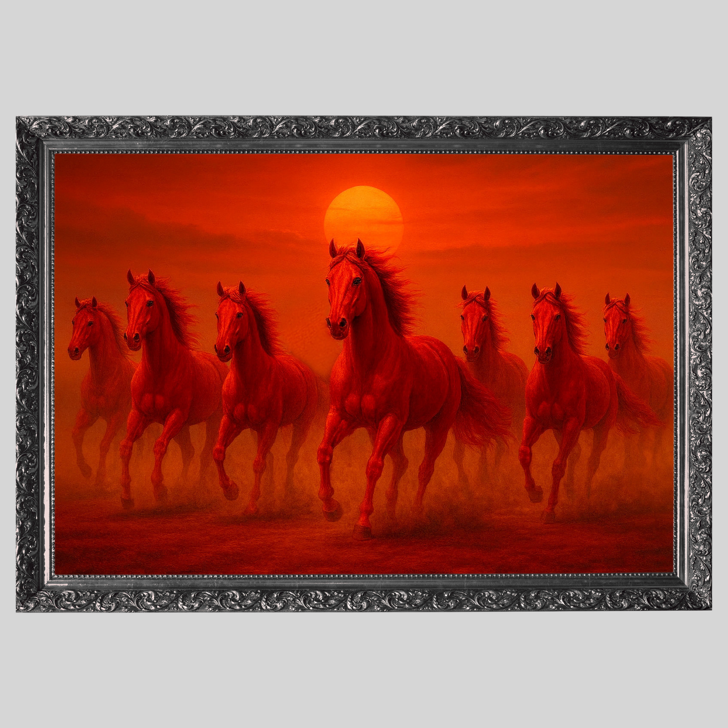 Seven Horses Red Painting