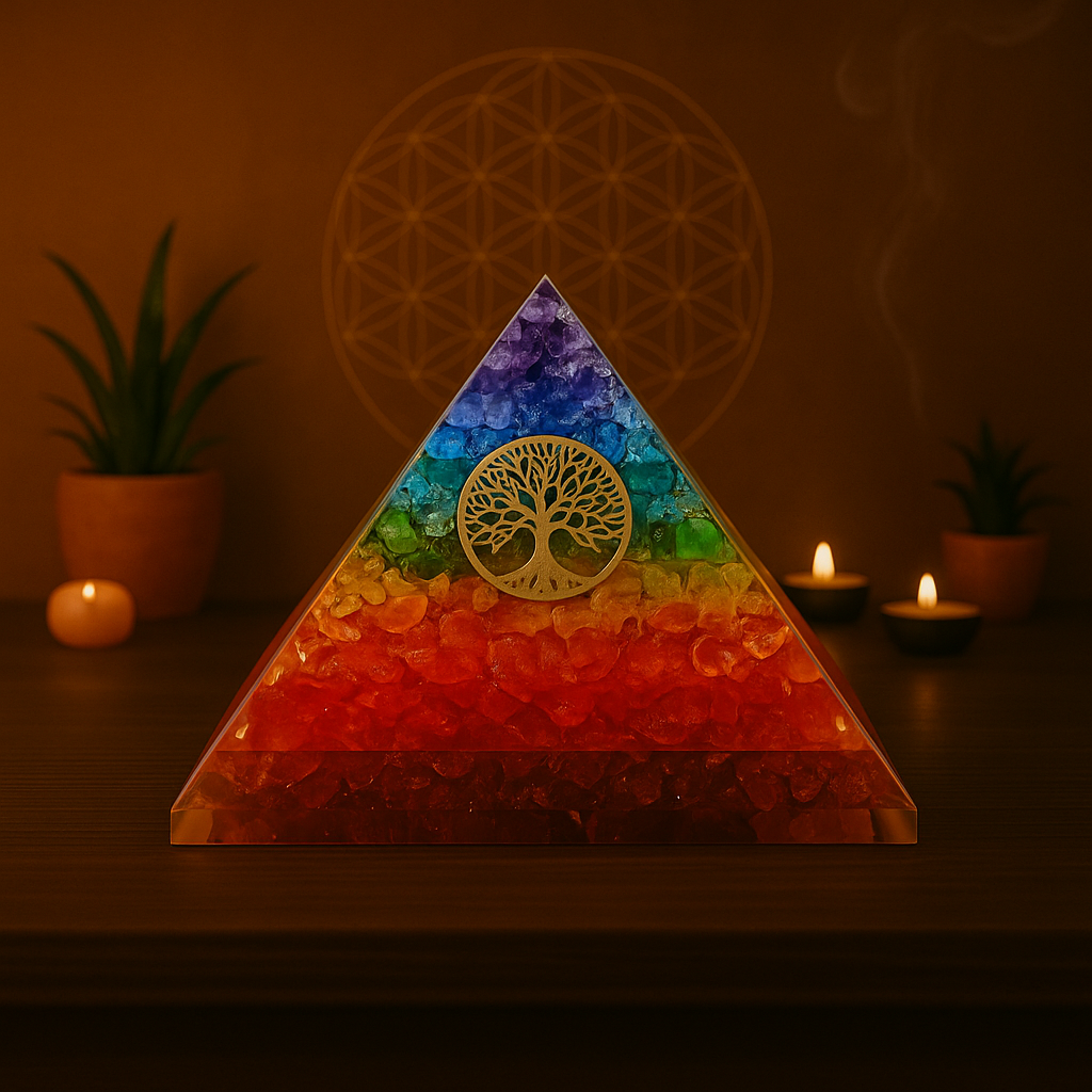 SEVEN CHAKRA ORGONE TREE PYRAMID