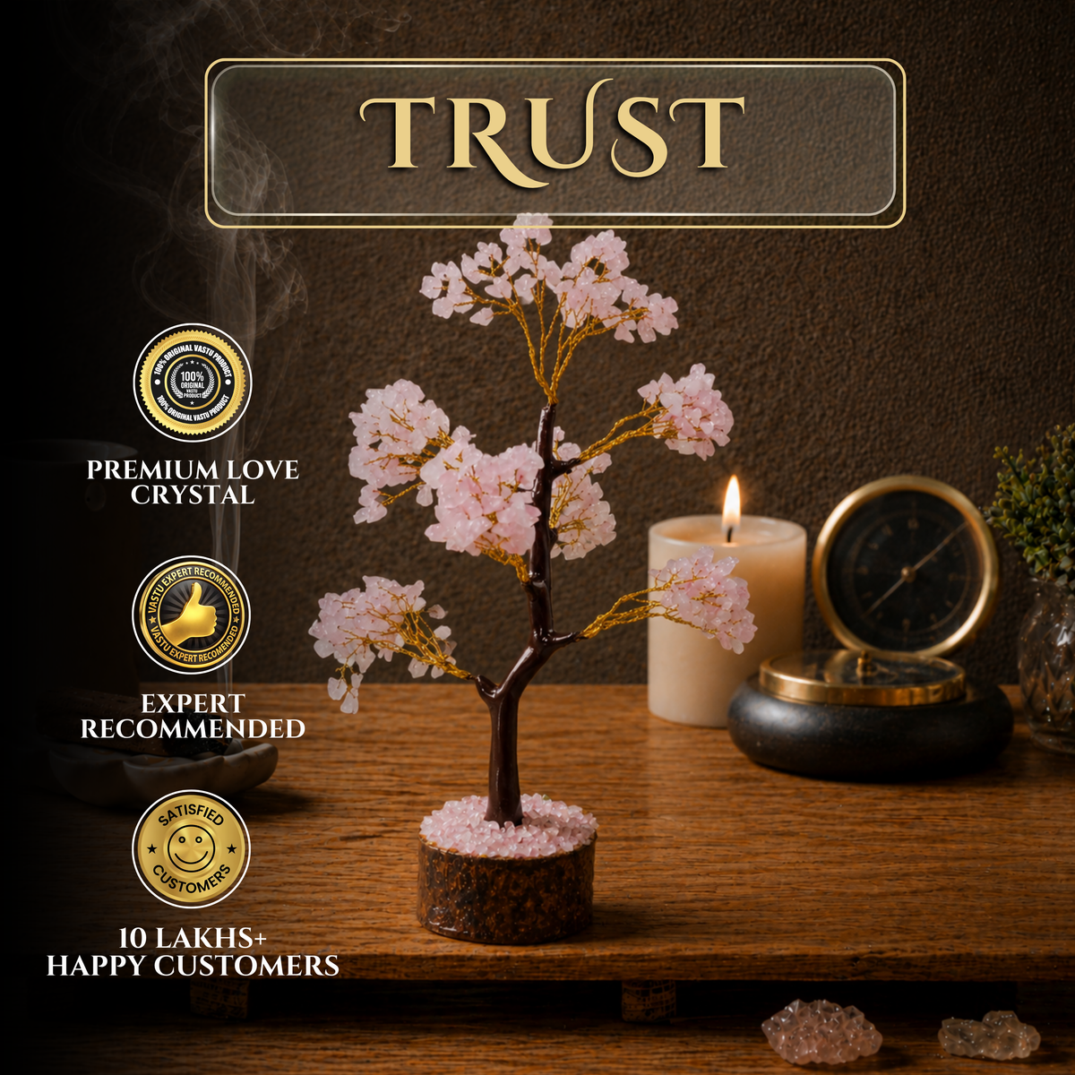 ROSE QUARTZ TREE 300 BEADS