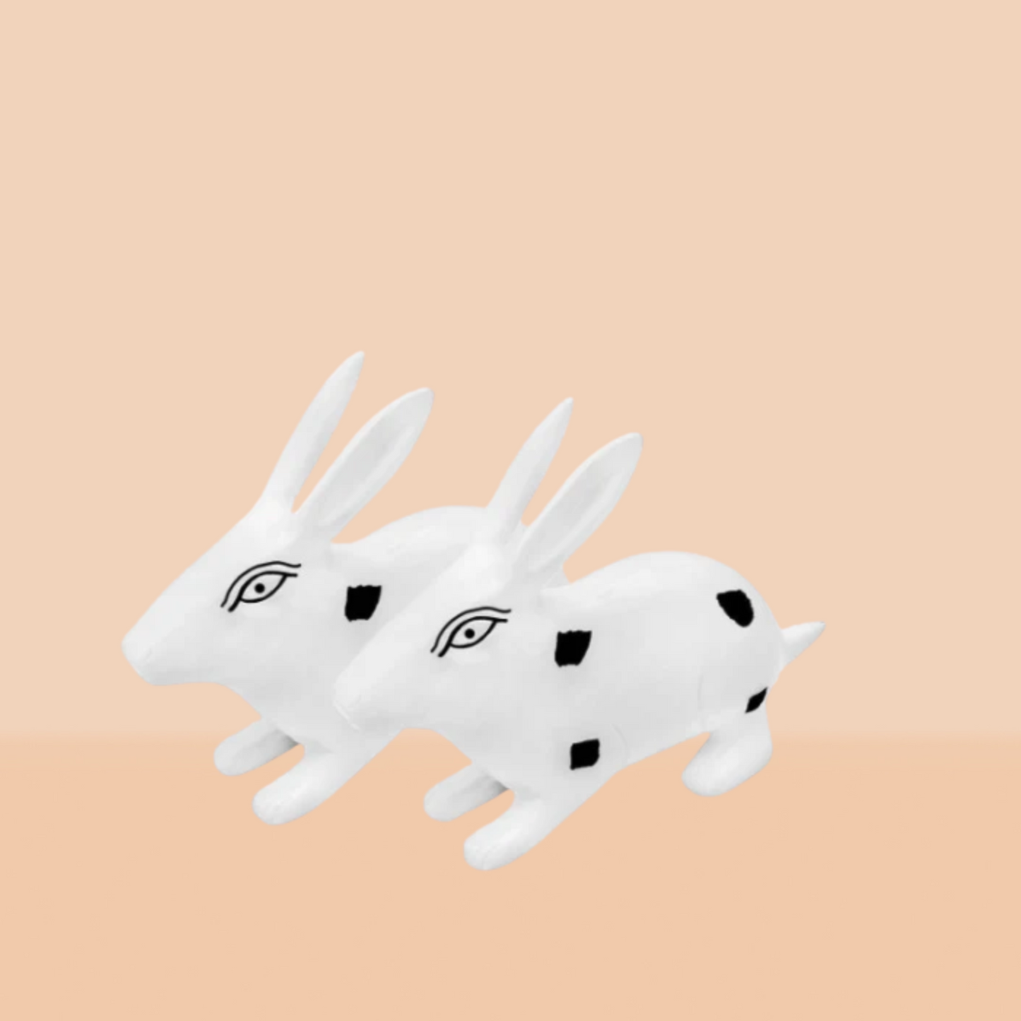 BIG RABBIT PAIR WHITE & BLACK BRASS