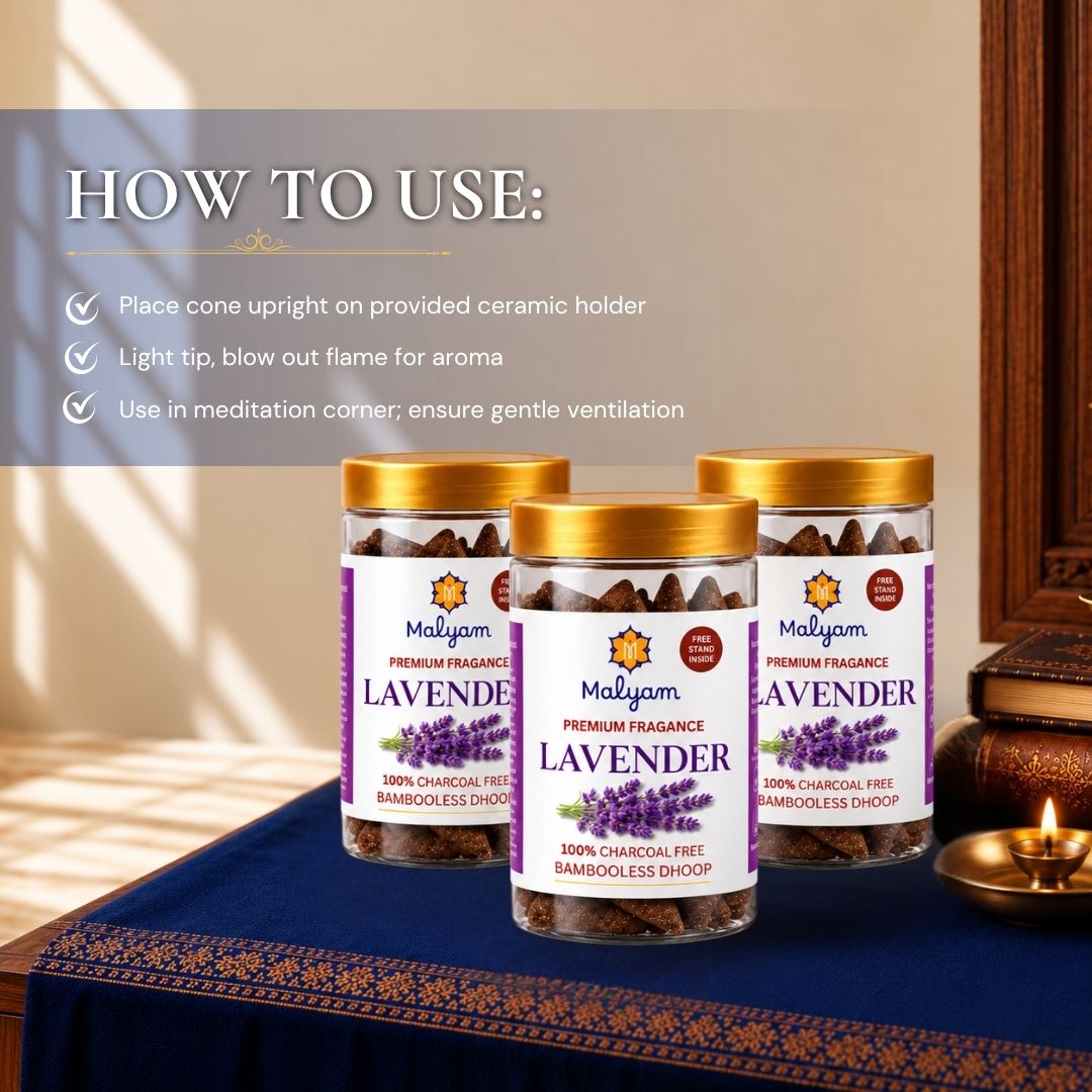 Lavender Premium Dhoop Cones Pack of 3