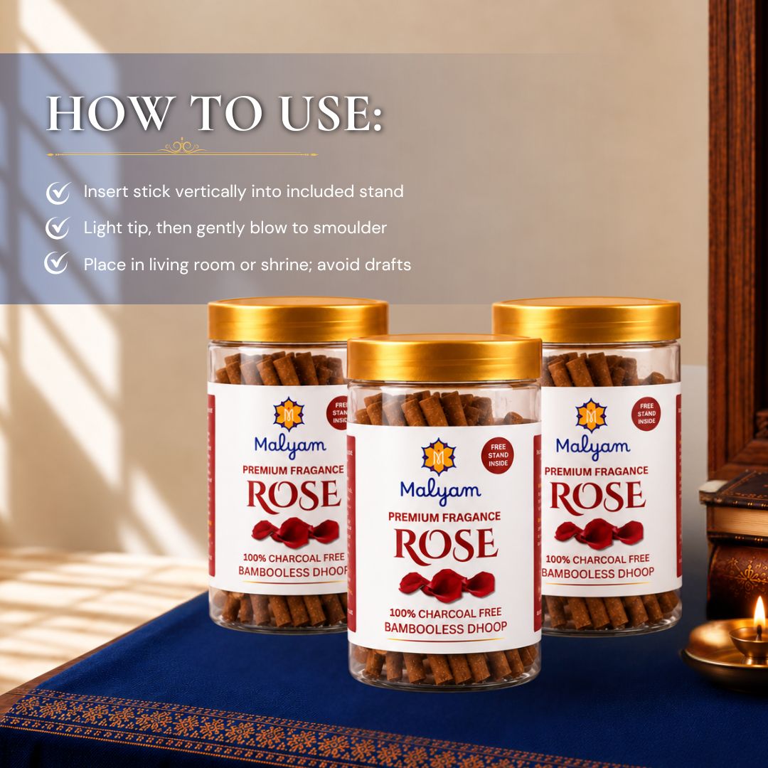 Rose Dhoop Sticks – Pack of 3 (Bambooless)