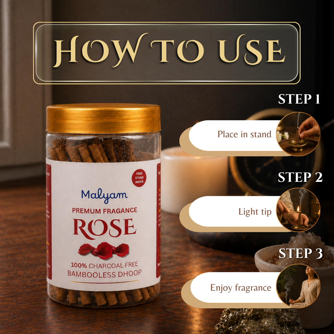Rose Dhoop Sticks – Pack of 3 (Bambooless)