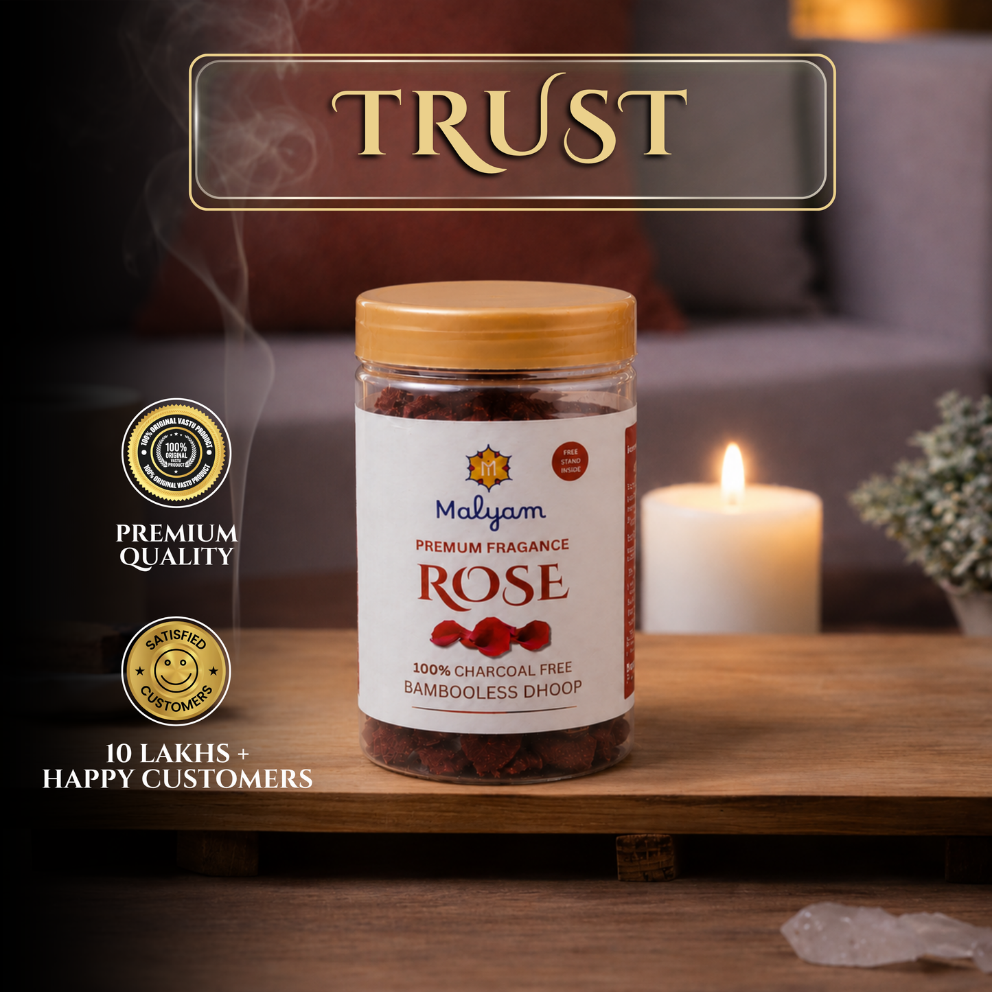 Rose Premium Dhoop Cones – Pack of 3