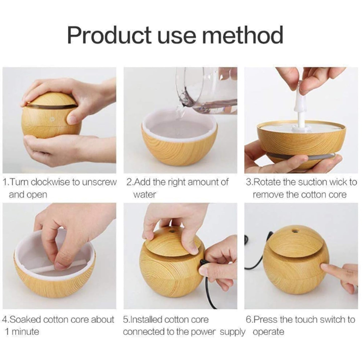 Wooden Essential Oil Diffuser & Humidifier with LED Light