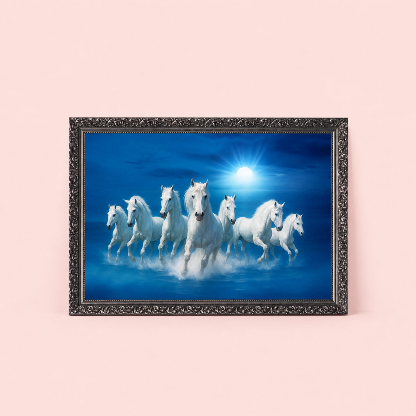 Seven Horses Blue Painting