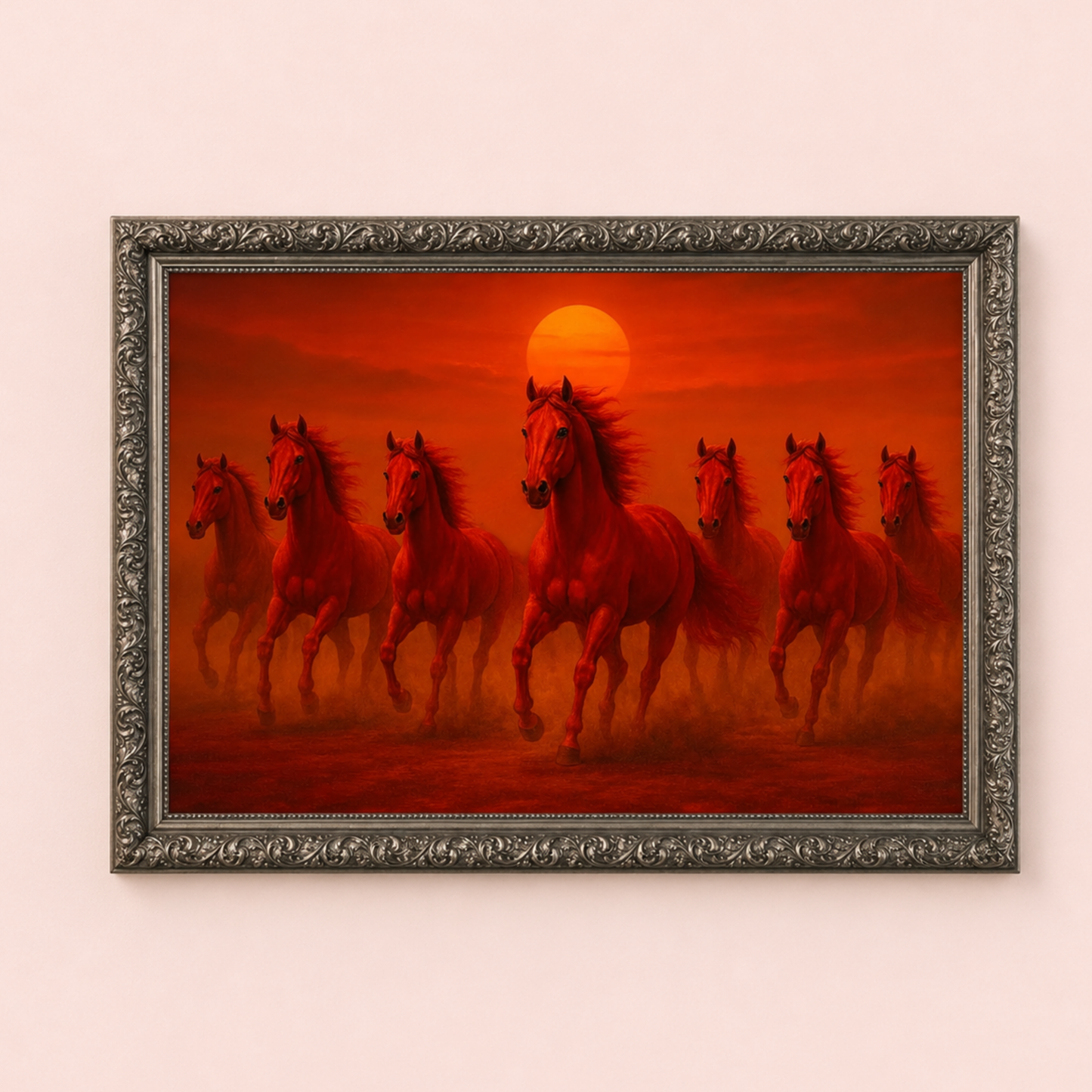 Seven Horses Red Painting