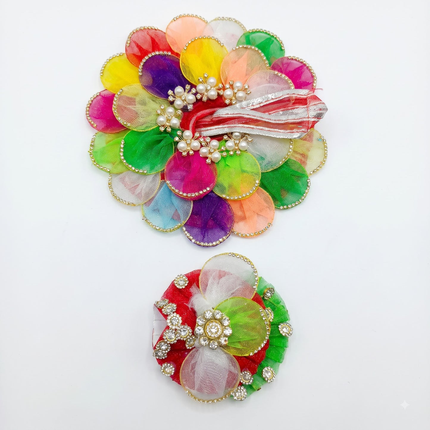 Multicolor Designer Laddu Gopal Poshak with Pearl & Stone Work