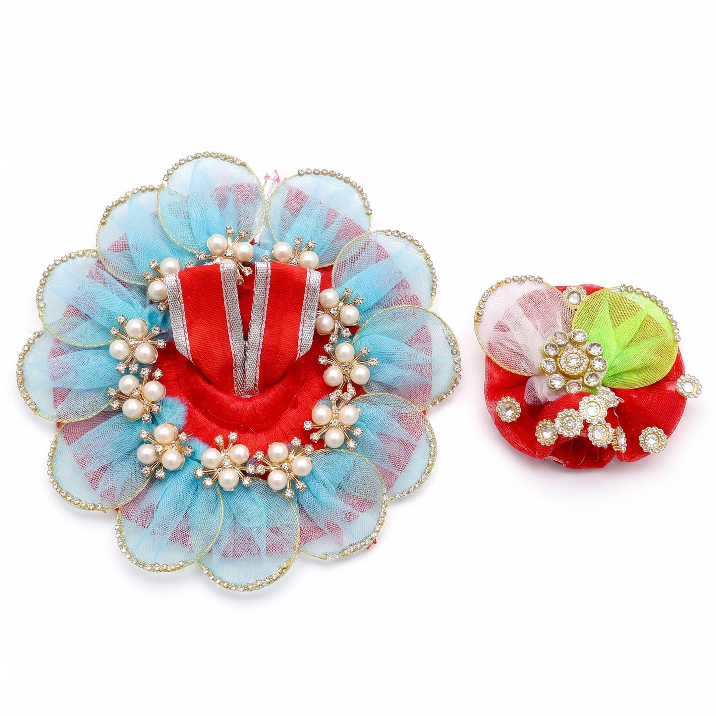 Multicolor Designer Laddu Gopal Poshak with Pearl & Stone Work