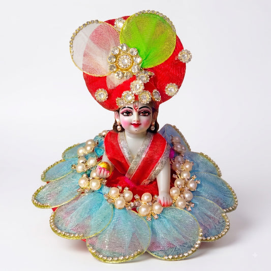 Multicolor Designer Laddu Gopal Poshak with Pearl & Stone Work
