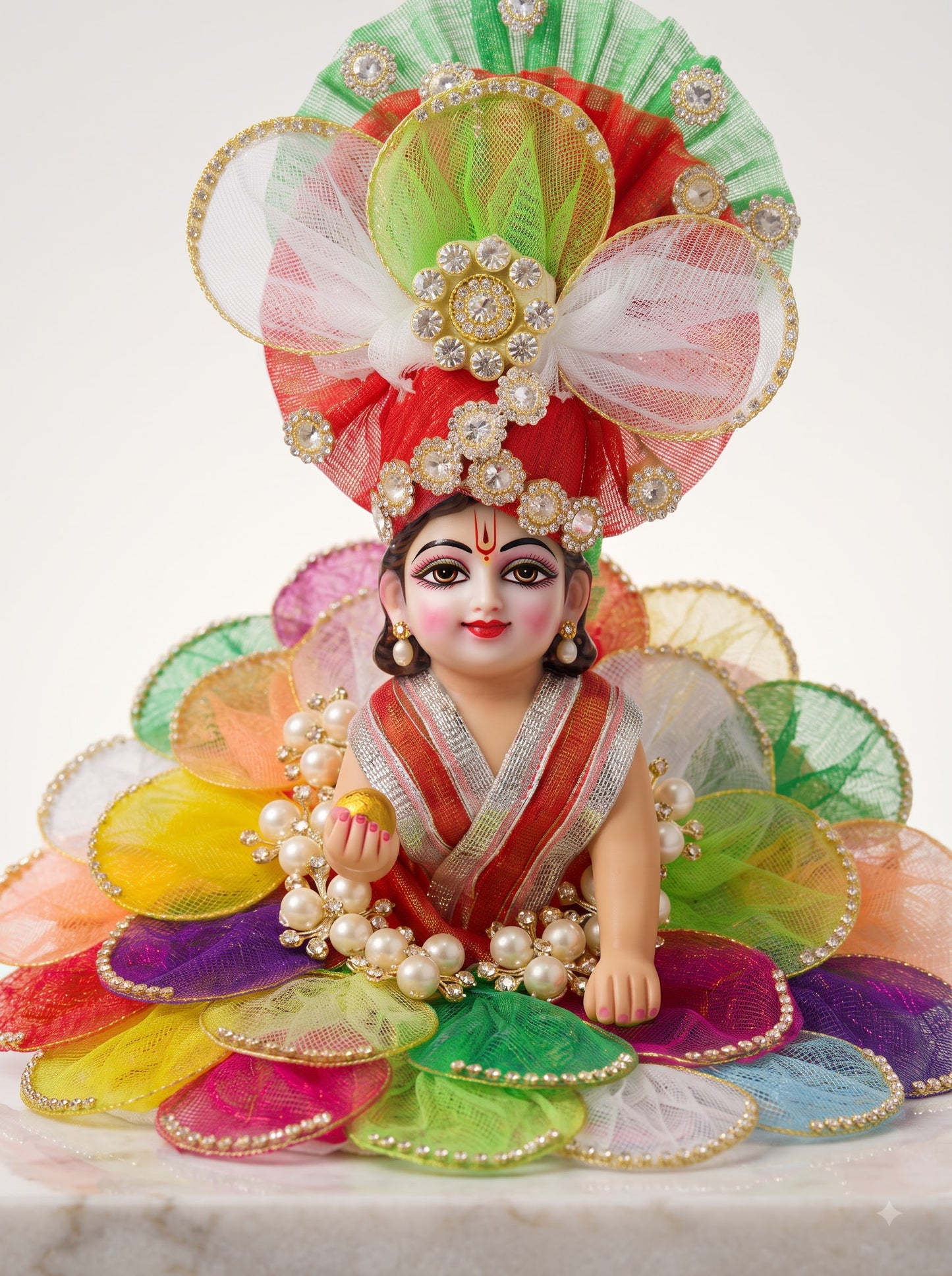 Multicolor Designer Laddu Gopal Poshak with Pearl & Stone Work