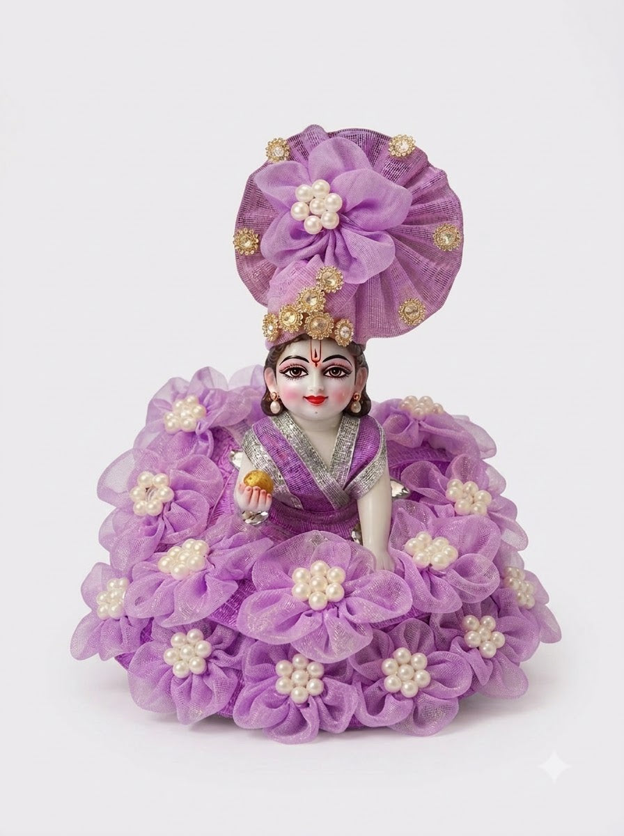 Laddu Gopal Purple Floral Dress | For Pooja & Home Decor