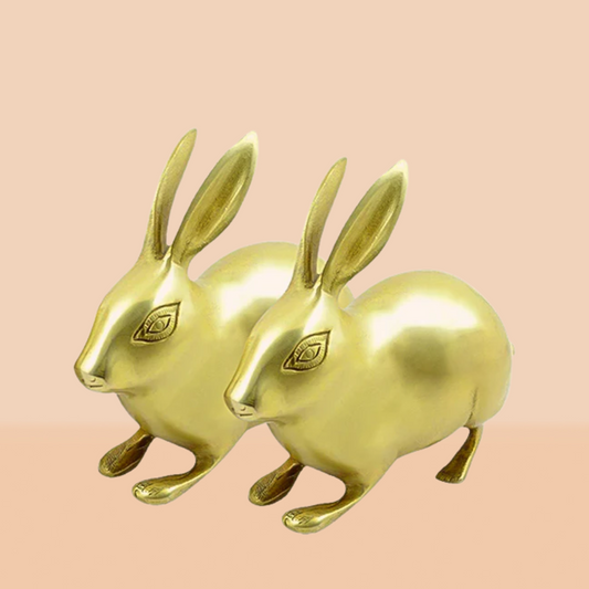 BIG RABBIT PAIR BRASS