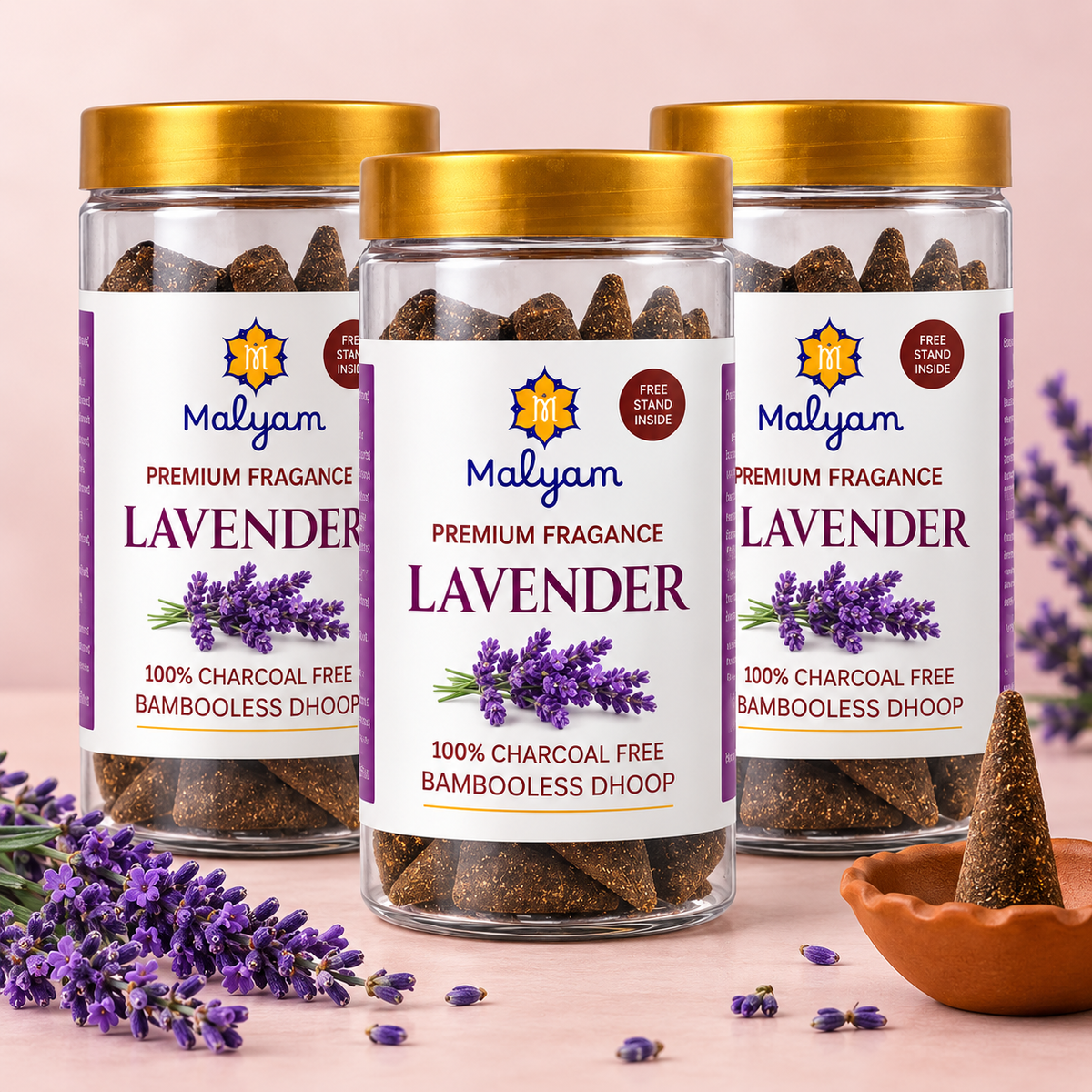 Lavender Premium Dhoop Cones Pack of 3