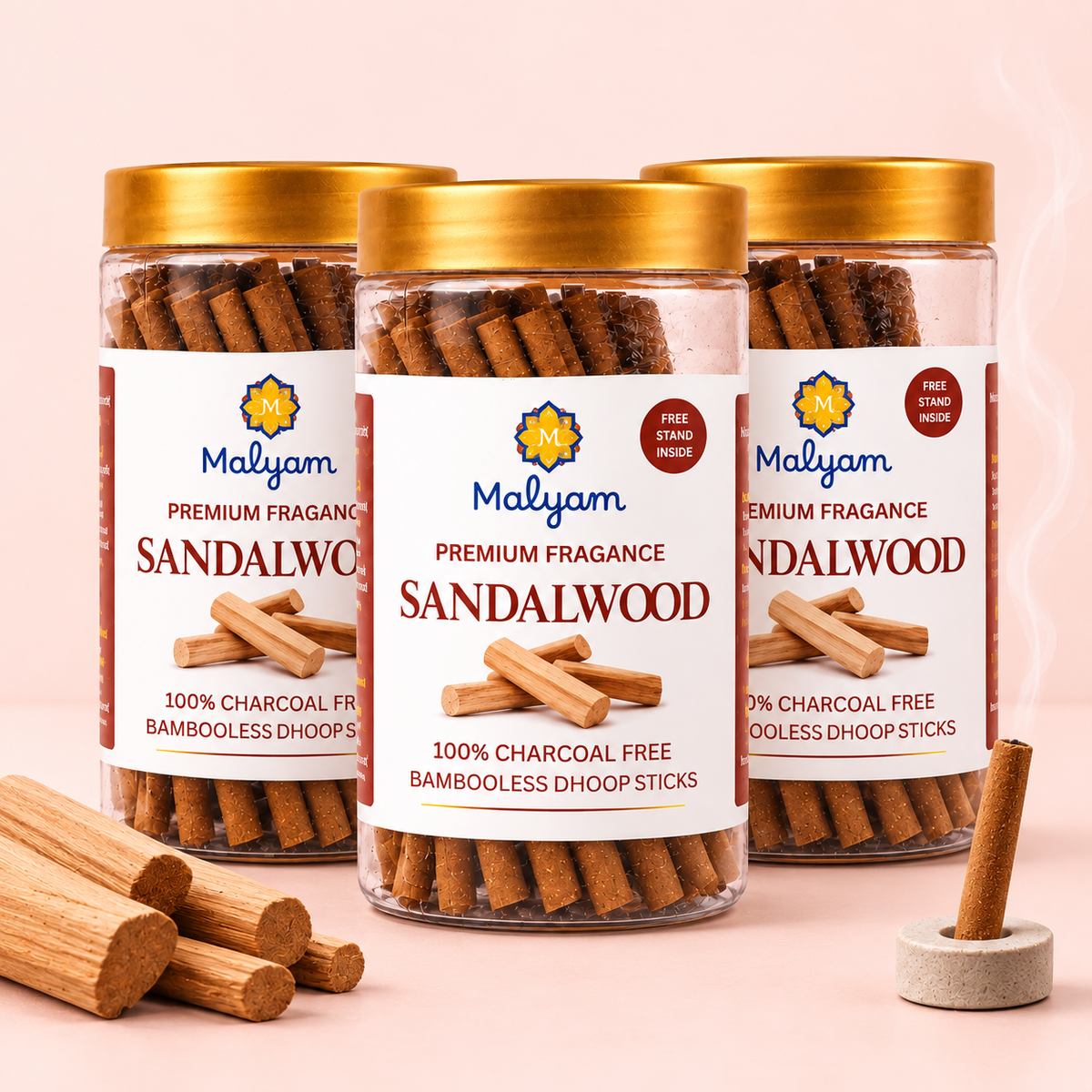 Sandalwood Premium Dhoop Sticks – Bambooless | Pack of 3