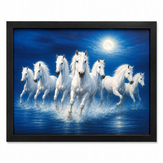 Seven Horses Blue Painting