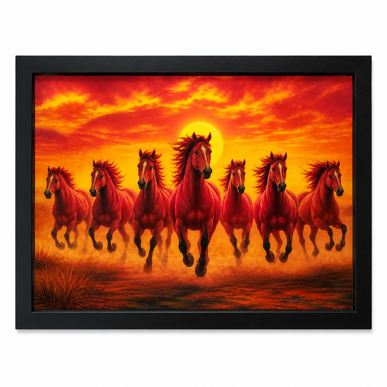 Seven Horses Red Painting