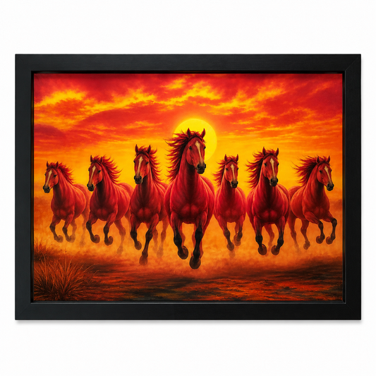 Seven Horses Red Painting