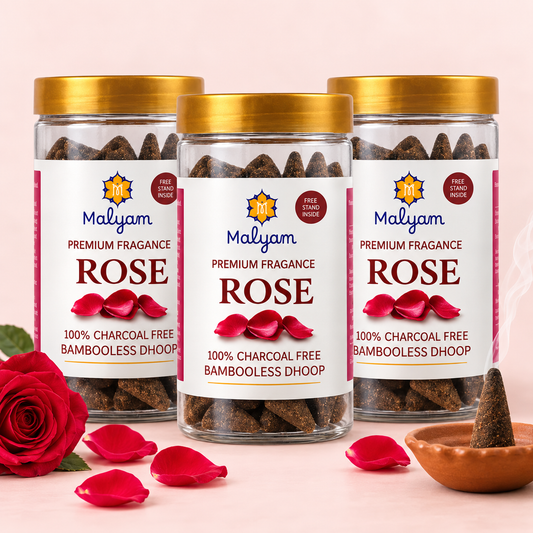 Rose Premium Dhoop Cones – Pack of 3