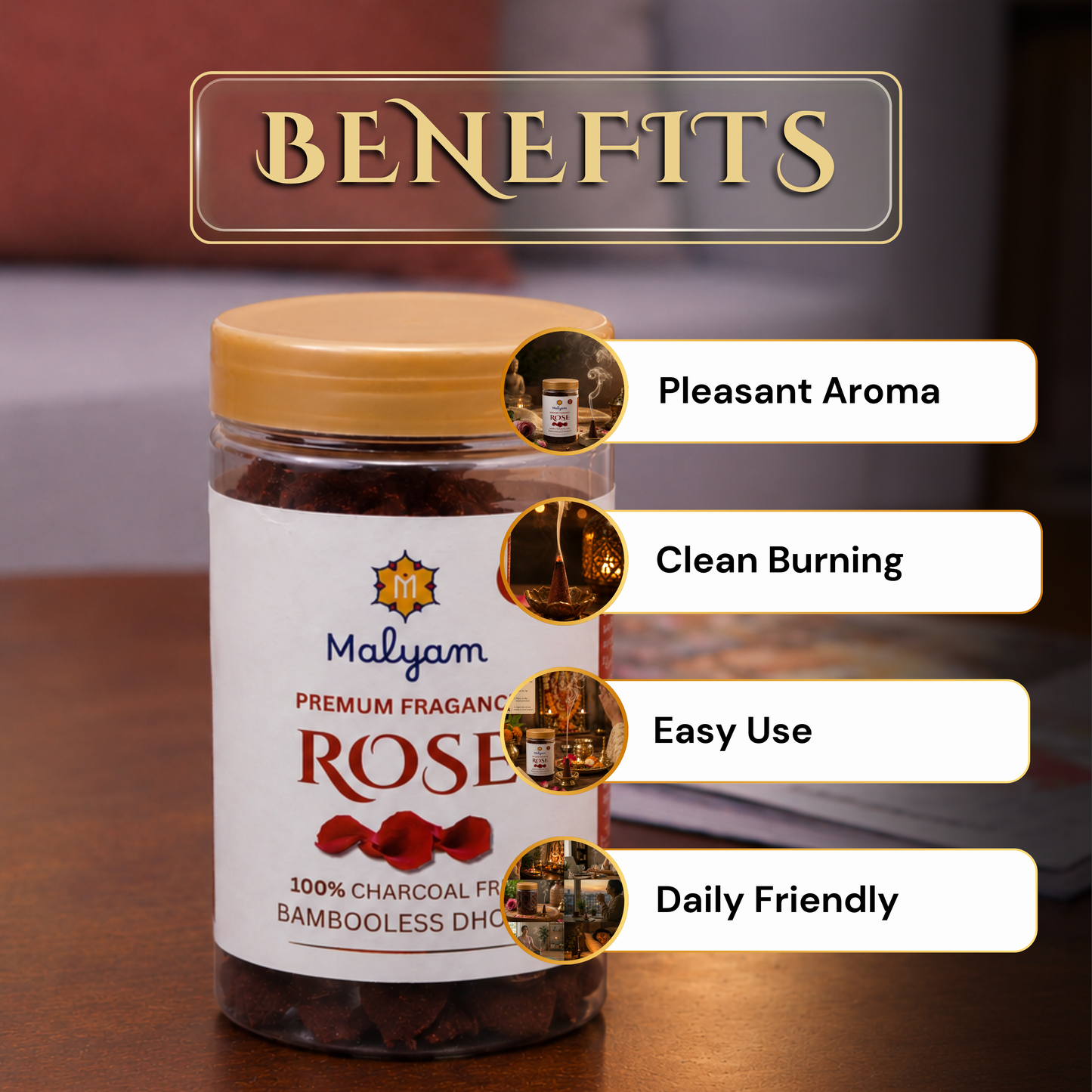 Rose Premium Dhoop Cones – Pack of 3