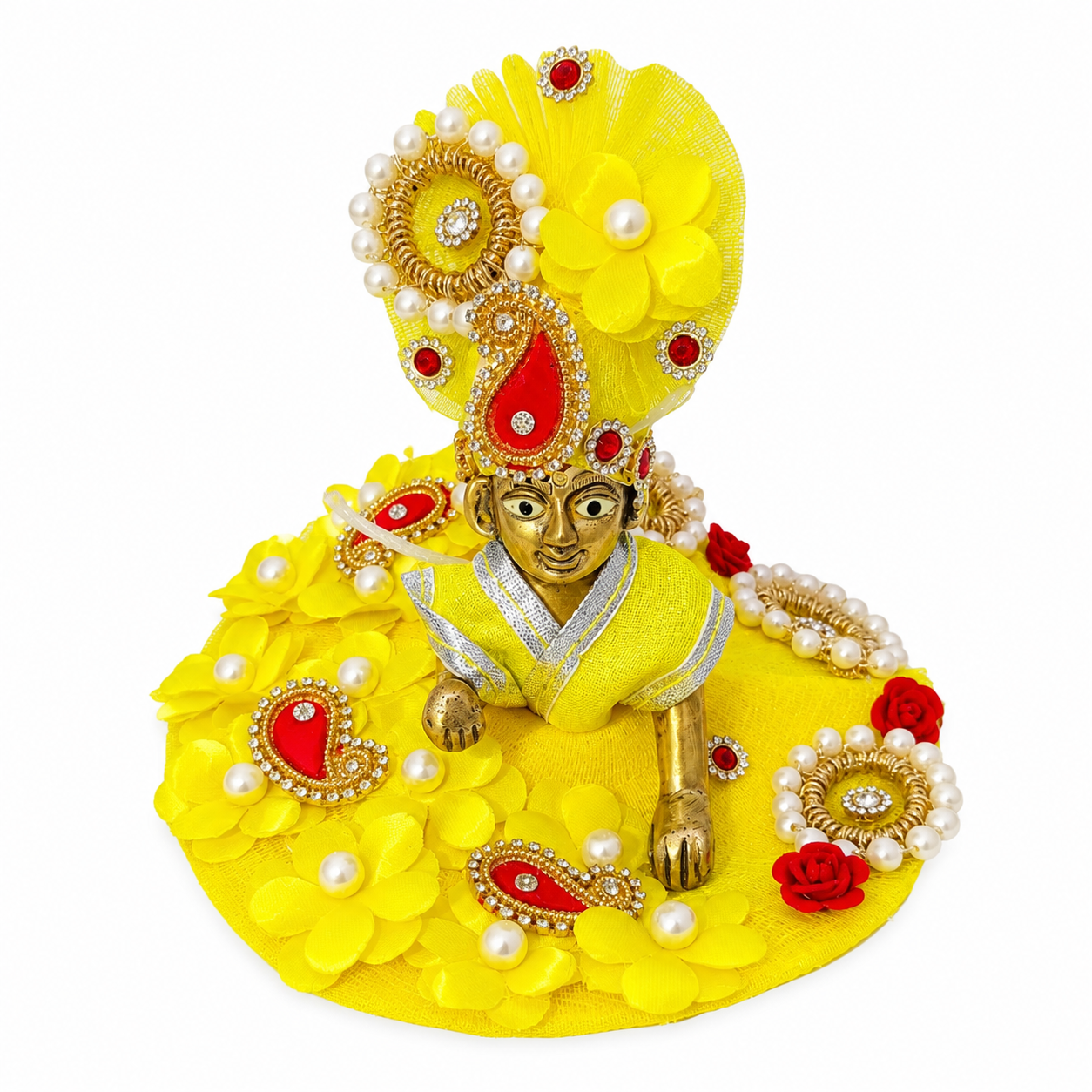 Laddu Gopal  Yellow Floral Dress | Krishna Murti for Pooja & Home Decor